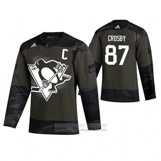Camiseta Hockey Pittsburgh Penguins Sidney Crosby 2019 Dia De Los Veteranos Autentico Camuflaje